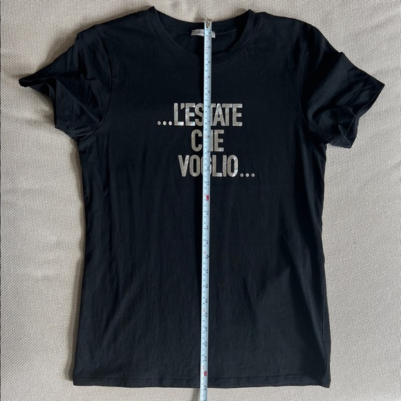 MARELLA Black Tee with Silver Text - Picture 8 of 9